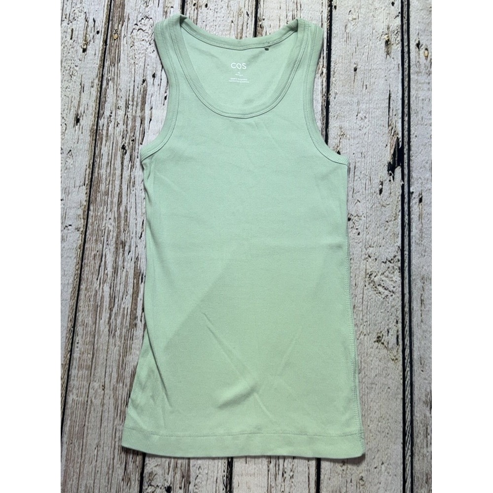 COS Ribbed Tank Top Womens Size XS Light Green Minimalist Capsule Wardrobe